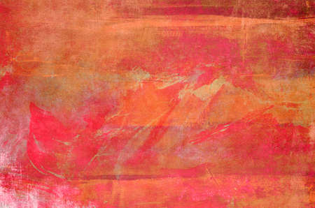 Red and orange abstract painting background canvas textureの写真素材