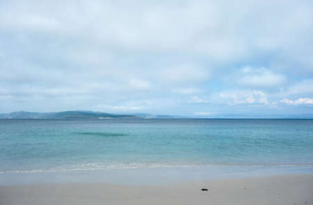 Beach in Islands nature reserve, white sand and clear turquoise water.  Atlantic Islands of Galicia National Park, Spain.の写真素材