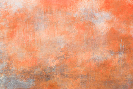 Coral red painted grunge backdrop background or textureの写真素材