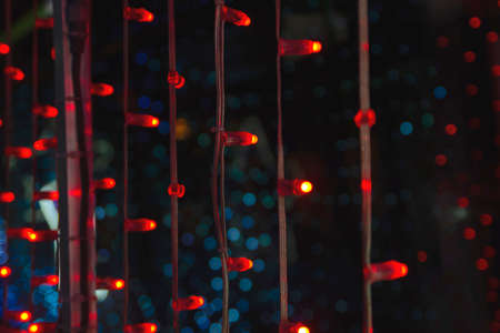 Christmas street decoration with colorful led light threadsの写真素材