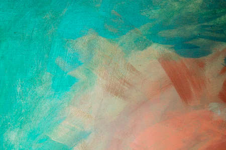 Turquoise and rose colored abstract painting background detailの写真素材