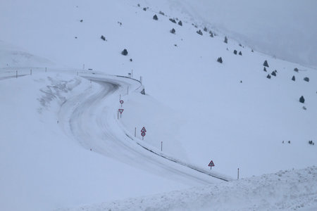 Curvy road in snowy mountain
