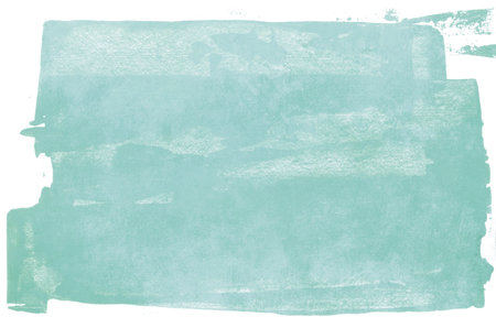 Aquamarine grungy roller painting on white backdropの写真素材