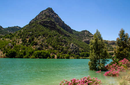 El Chorro lakes in Malaga, Spainの写真素材