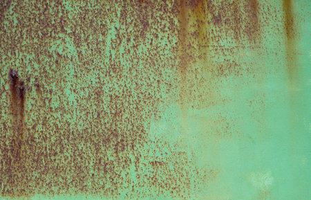 Green painted rusty iron sheet grunge texture