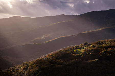 Autumn light in the Caurel mountains, Galicia, Spainの写真素材