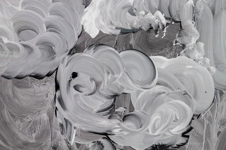 White paint strokes on a shop window, abstract background or textureの写真素材