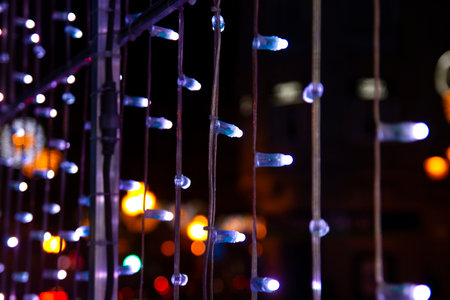 Led lights thread christmas decorationの写真素材