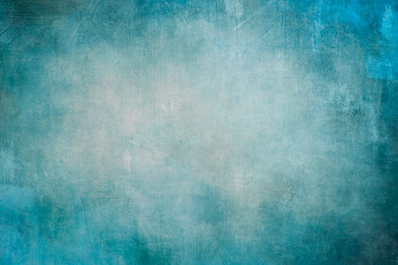 Acrylic painting on canvas, abstract background with blue smudged vignette, grunge textureの写真素材