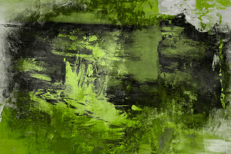 Green stained canvas, abstract painting, grunge backgroundの写真素材