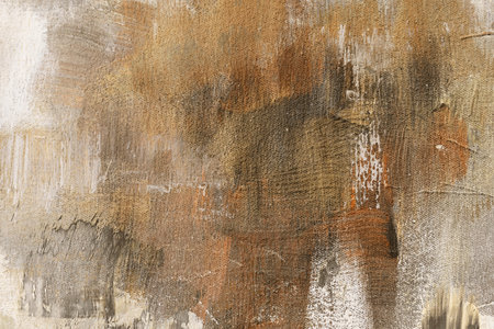 Earthly colored abstract acrylic painting on canvas, grunge  backgroundの写真素材