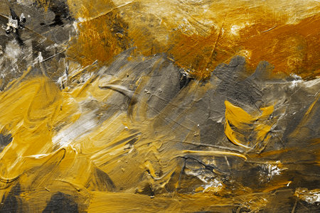 Golden acrylic paint texture, abstract backgroundの写真素材