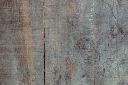 Detail of worn out blue painted old wooden planks texture, grunge backgroundの写真素材
