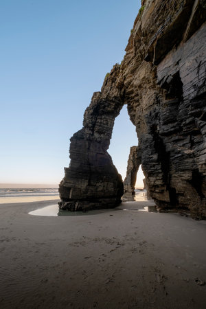 Sea archs in the Natural Monument of As Catedrais Beach, Ribadeo, Galicia, Spainの写真素材