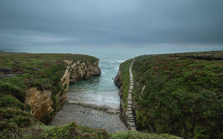 Small cove in the Cantabrian coast of Ribadeo,  Marina Lucense, Galicia, Spainの写真素材