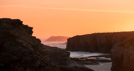 Natural Monument of As Catedrais Beach, Ribadeo, provinvce of Lugo, Spainの写真素材