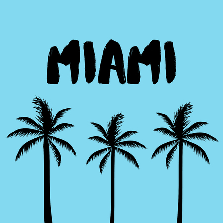 Miami Text, Palm Treesのイラスト素材