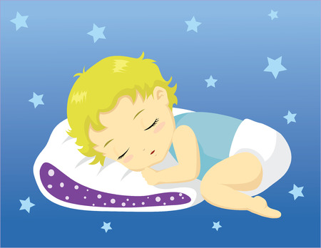 Cute baby sleeping on pillowのイラスト素材