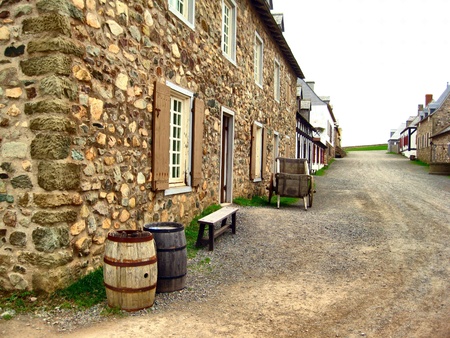 Centery  old street leaning to the oceanの写真素材