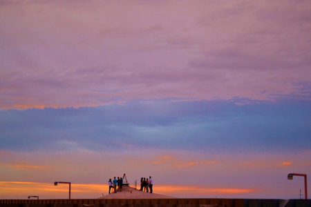 Group of people on a rooftop in Coober Pedy in South Australia