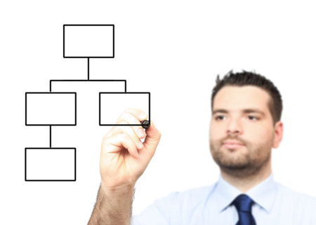 Adult handsome businessman drawing a diagram