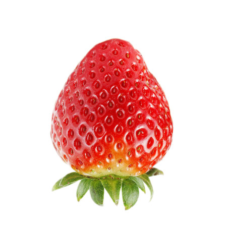 One strawberry, isolated on whiteの写真素材