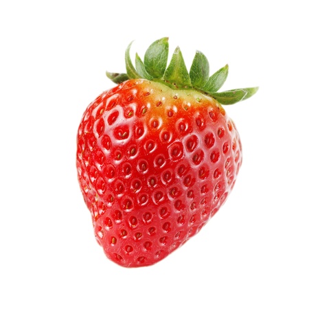 One strawberry, isolated on whiteの写真素材