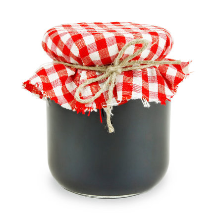 Jam in a jar, isolated over white background. の写真素材
