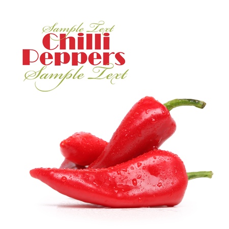 Chilli peppers, isolated on whiteの写真素材