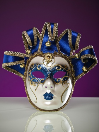 Venice mask against purple backgroundの写真素材