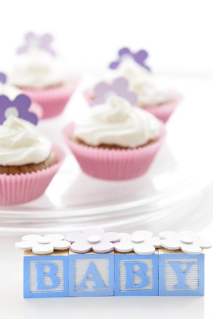 Delicious cupcakes for newborn baby boyの写真素材