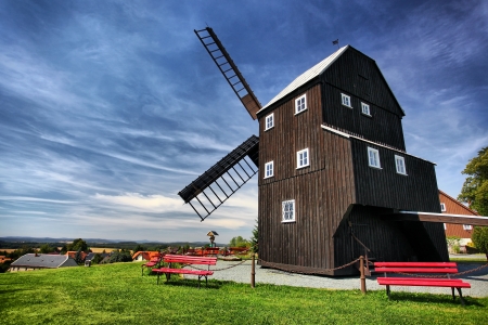 HDR photo of windmill in Germanyの写真素材