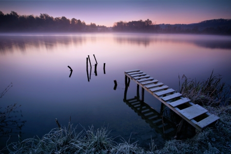 Misty lake in early morning