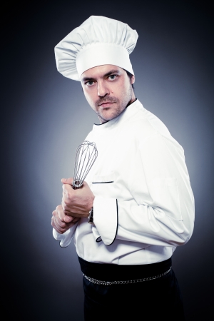 Funny chef with whiskの写真素材