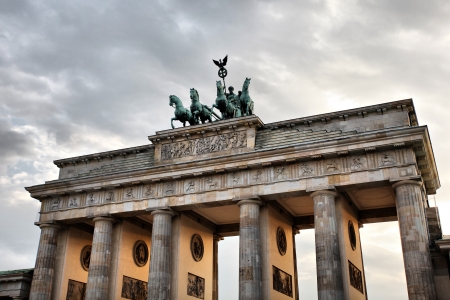 Quadriga on the top of Brandenburg Gate in Berlinのeditorial素材