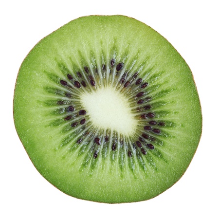 Slice of kiwi isolated on whiteの写真素材