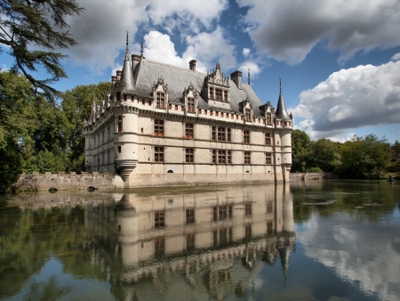 Azay-le-Rideau castle in Loire Valley, Franceのeditorial素材