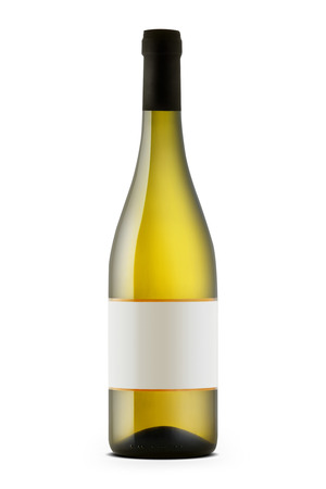 White wine bottle isolated on whiteの写真素材