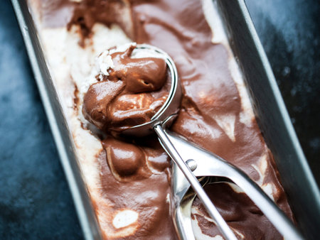 Healthy vegan raw chocolate and vanilla ice cream