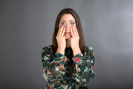 Face yoga exerciseの写真素材