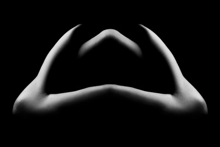 artistic photo manipulation of fit female bodyの写真素材