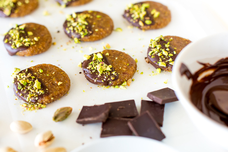 Vegan and raw pistachio cookies, paleo friendlyの写真素材