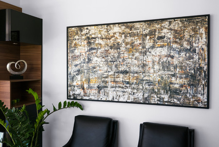 Original abstract art on the wall in living roomの写真素材