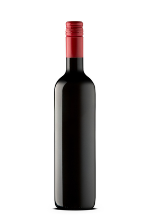 Bottle of red wine isolated in white backgroundの写真素材