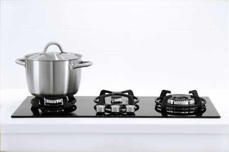 Minimalistic kitchen stove with gasの写真素材