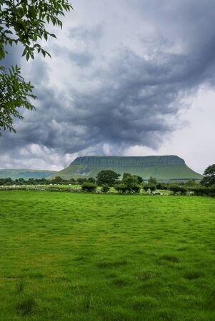 Benbulben mountain in Sligo, Ireland before stormの写真素材