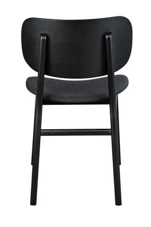 Classic black chair with black textile seat isolated on whiteの写真素材