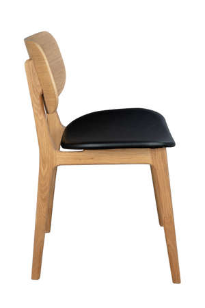Classic chair with black leather seat isolated on whiteの写真素材