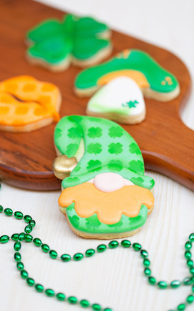 Saint Patrick's home made and decorated cookies with royal icing