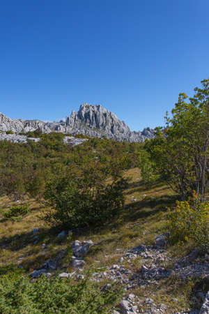 Limestone rock formation Tulove Grede in Velebit National Park in Croatiaの写真素材